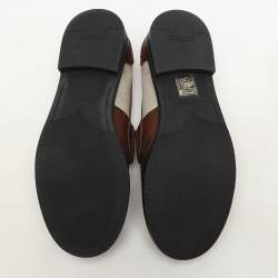 Miu Miu Beige/Brown Canvas and Leather Penny Loafers Size 37