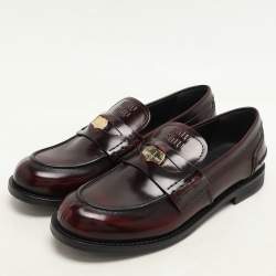 Miu Miu Burgundy Leather Penny Loafers Size 37