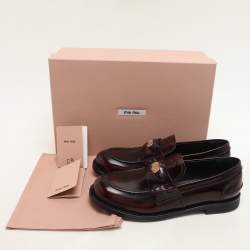 Miu Miu Burgundy Leather Penny Loafers Size 37