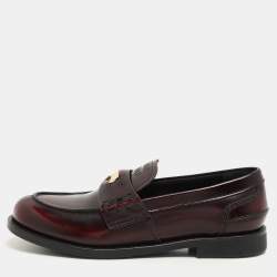 Miu Miu Burgundy Leather Penny Loafers Size 37