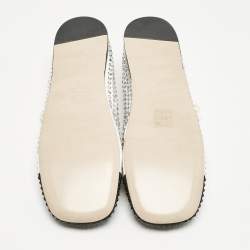 Miu Miu Black/White Canvas Crystals Embellished Mary Jane Ballet Flats Size 39