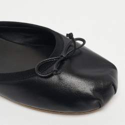 Pre Owned Miu Miu Black Leather Ballerina Flat Mules Size 37