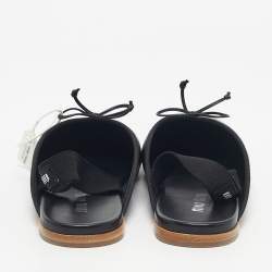 Pre Owned Miu Miu Black Leather Ballerina Flat Mules Size 37