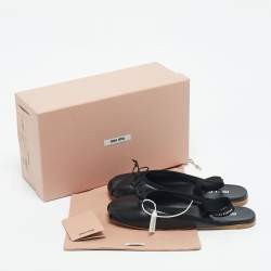 Pre Owned Miu Miu Black Leather Ballerina Flat Mules Size 37