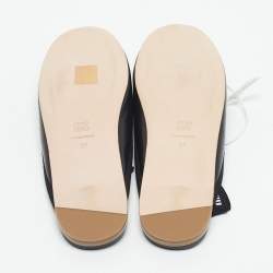 Pre Owned Miu Miu Black Leather Ballerina Flat Mules Size 37