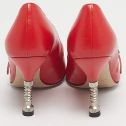 Pre Owned Miu Miu Red Leather T-Strap Pumps Size 36