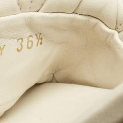 Pre Owned Miu Miu White Leather Ankle Strap Cork Sandals Size 36.5