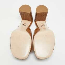 مملوكة مسبقًا Miu Miu Size 40 Brown Crocodile Leather Crystal Embellished Slide Sandals