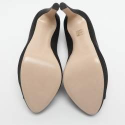 Pre Owned حذاء كعب عالي ميو ميو مقدمة مفتوحة بي في سي مرصع بالكرستال وأسود وساتان مقاس 39.5