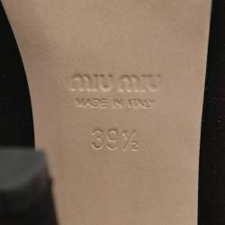 Pre Owned حذاء كعب عالي ميو ميو مقدمة مفتوحة بي في سي مرصع بالكرستال وأسود وساتان مقاس 39.5