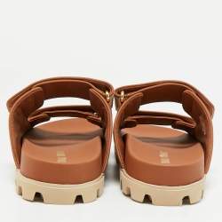 Pre Owned صندل سلايد ميوميو مسطح بتأثير الرافيا المنسوج بيج مقاس 37