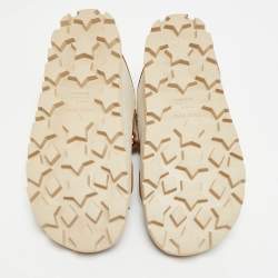 Pre Owned صندل سلايد ميوميو مسطح بتأثير الرافيا المنسوج بيج مقاس 37