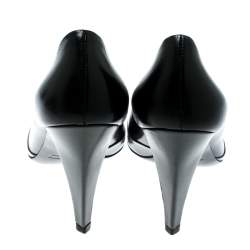 Pre Owned حذاء كعب عالي ميو ميو نعل سميك مقدمة مدببة جلد رمادي/ أسود مقاس 36.5