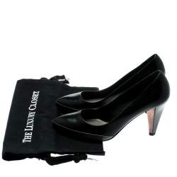 Pre Owned حذاء كعب عالي ميو ميو نعل سميك مقدمة مدببة جلد رمادي/ أسود مقاس 36.5