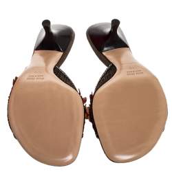 Pre Owned Miu Miu Multicolor Canvas Floral Applique Slide Sandals Size 37.5