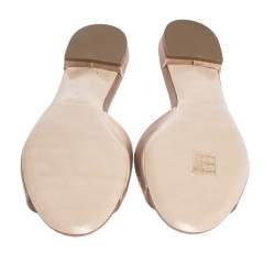 Miu Miu Beige Satin And PVC Crystal Embellished Flat Slides Size 40