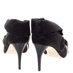 Pre Owned Miu Miu Black Ruched Satin Crystal Bow Embellished Pointed Toe Pumps Size 41