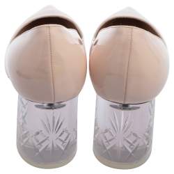 مملوكة مسبقًا Miu Miu Pink Patent Leather Pointed Toe Block Heel Pumps Size 37.5