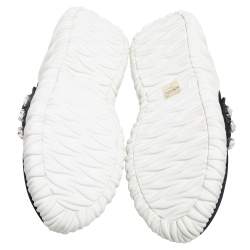مملوكة مسبقًا Miu Miu Black Fabric Crystal Embellished Slip On Sneakers Size 39