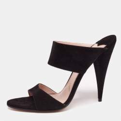 Miu Miu Black Suede Banded Sandals Size 40.5