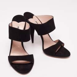 Miu Miu Black Suede Banded Sandals Size 40.5