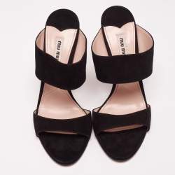 Miu Miu Black Suede Banded Sandals Size 40.5