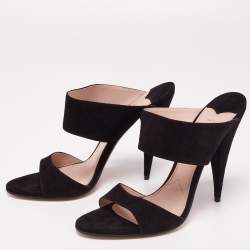 Miu Miu Black Suede Banded Sandals Size 40.5