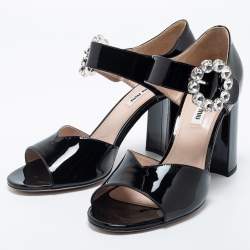 Pre Owned Miu Miu Black Patent Leather Mary Jane Pumps Size 40