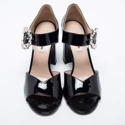 Pre Owned Miu Miu Black Patent Leather Mary Jane Pumps Size 40