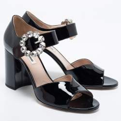 Pre Owned Miu Miu Black Patent Leather Mary Jane Pumps Size 40