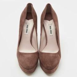 Pre Owned Miu Miu Dusty Pink Suede Platform Pumps Size 38.5