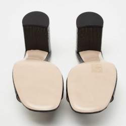 مملوكة مسبقًا Miu Miu Black Croc Embossed Leather Crystal Embellished  Slide Sandals Size 39