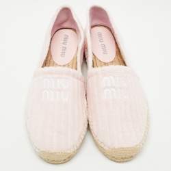 Miu Miu Pink Fabric Flat Espadrilles Size 40