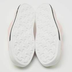 Miu Miu White/Pink Leather and Fabric Lace Up Sneakers Size 39.5