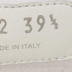 Miu Miu White/Pink Leather and Fabric Lace Up Sneakers Size 39.5