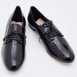Miu Miu Black Patent Leather Lace Up Derby Size 38.5