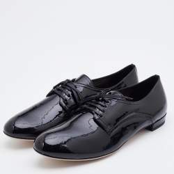 Miu Miu Black Patent Leather Lace Up Derby Size 38.5