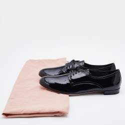 Miu Miu Black Patent Leather Lace Up Derby Size 38.5