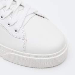 Pre Owned Miu Miu White Leather Lace Up Sneakers Size 38