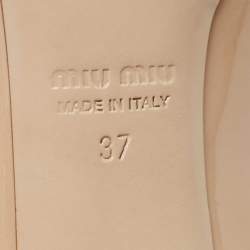 Pre Owned Miu Miu Beige Patent Leather Crystal Embellished Peep Toe Pumps Size 37