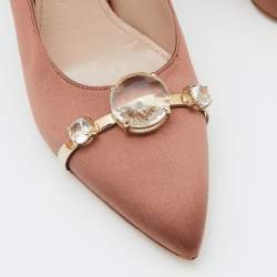 Miu Miu Brown Satin Crystal Embellished Pointed Toe Pumps Size 38.5