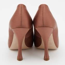Miu Miu Brown Satin Crystal Embellished Pointed Toe Pumps Size 38.5