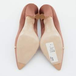 Miu Miu Brown Satin Crystal Embellished Pointed Toe Pumps Size 38.5