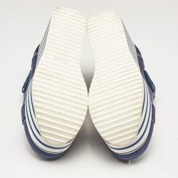 Pre Owned Miu Miu Navy Blue Denim Gabardine Platform Sneakers Size 39