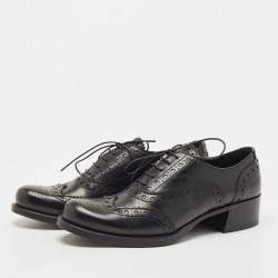 Miu Miu Black Brogue Leather Oxfords Size 39