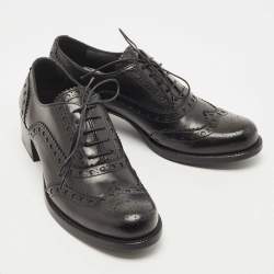 Miu Miu Black Brogue Leather Oxfords Size 39