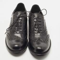 Miu Miu Black Brogue Leather Oxfords Size 39