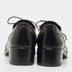 Miu Miu Black Brogue Leather Oxfords Size 39
