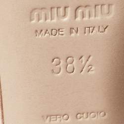 Pre Owned Miu Miu Beige Satin Crystal Embossed Ankle Strap Sandals Size 38.5
