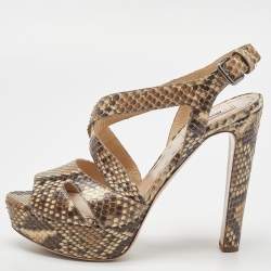 مملوكة مسبقًا Miu Miu Two Tone Python Ankle Strap Platform Sandals Size 39.5